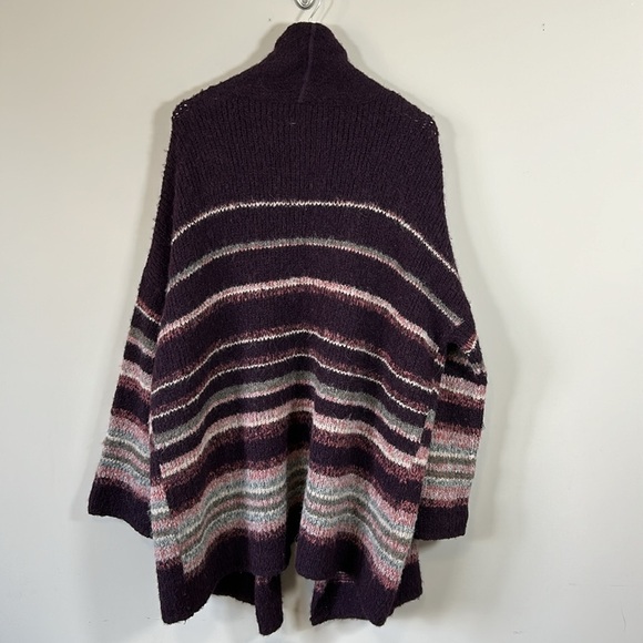 Free People Sweater Purple Striped Alpaca Wool Blend Cardigan Coat Sz M NEW - Picture 8 of 13
